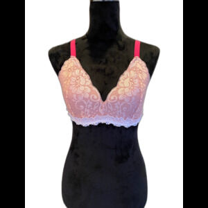No Boundaries Lacy Bra Size Large Pink  w/ Adjustable Straps Sexy  Lingerie